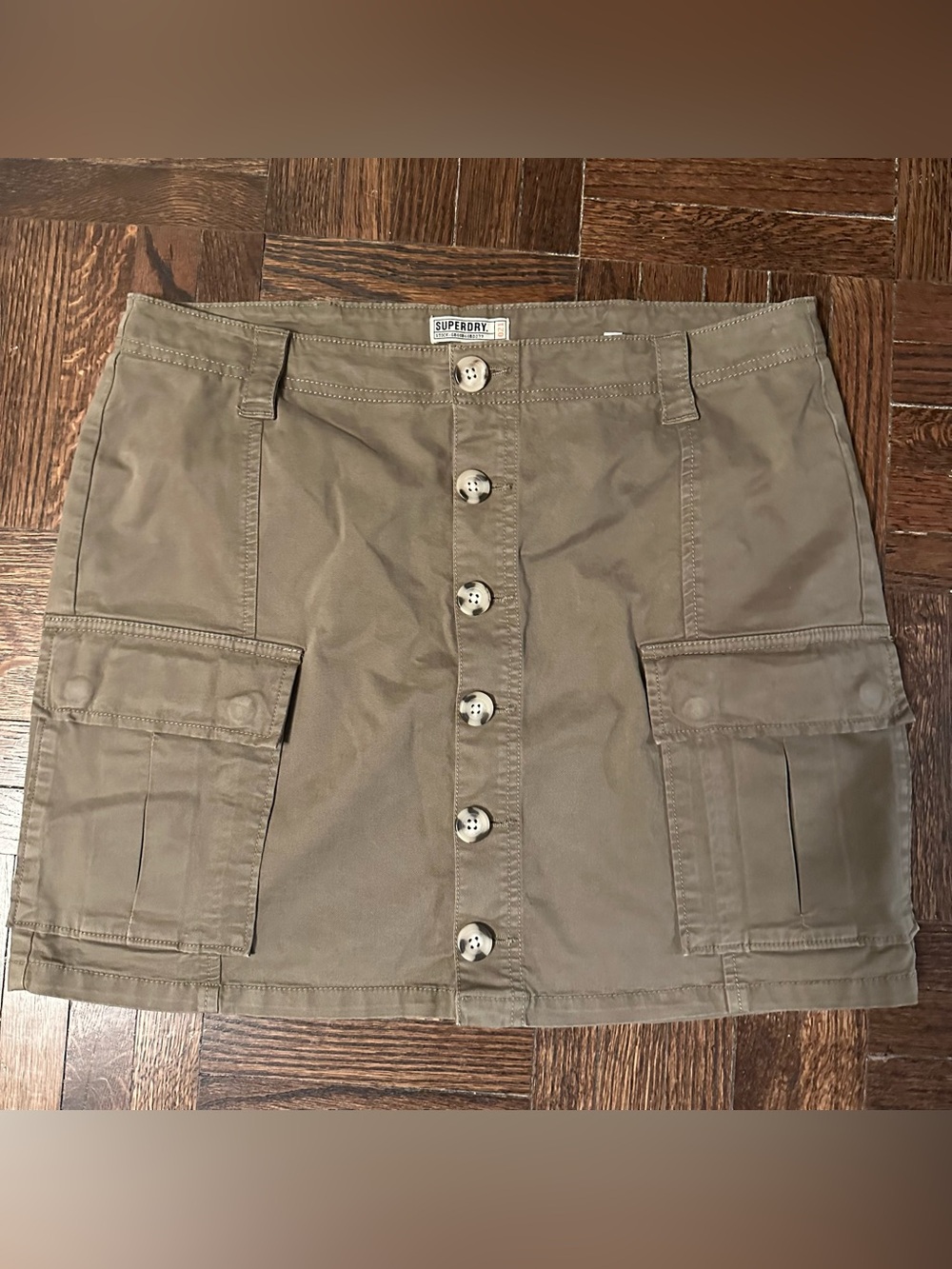 Superdry Utility Cargo Mini Skirt Olive Khaki UK 14 US 10